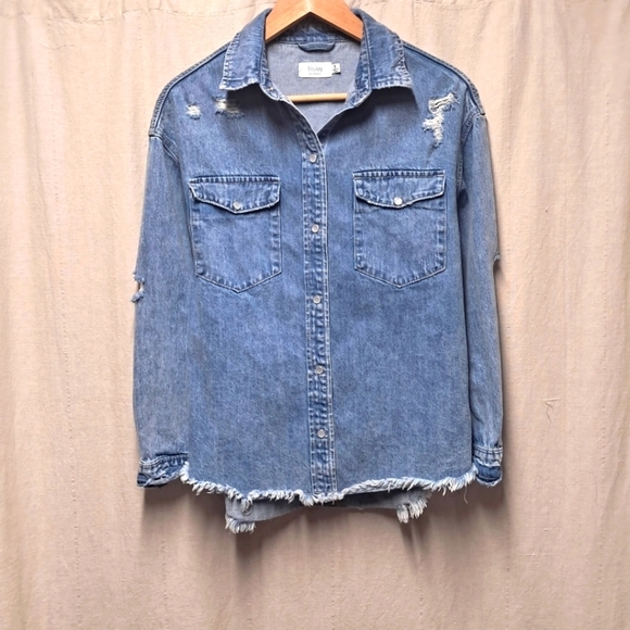 Bluivy Tops - BluIvy Distressed Denim Top Women's Size S